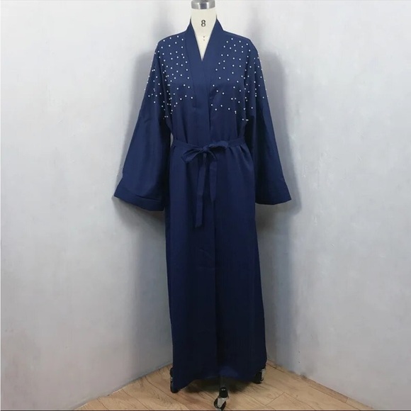 Other - Abayas Muslim Women Kimono Black Abaya Robe Turkish Dress Kaftan Navy Blue